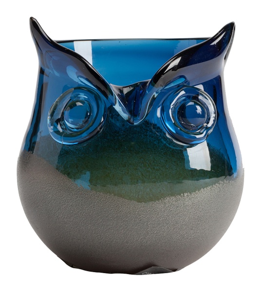 Ваза стеклянная синяя Blue Owl