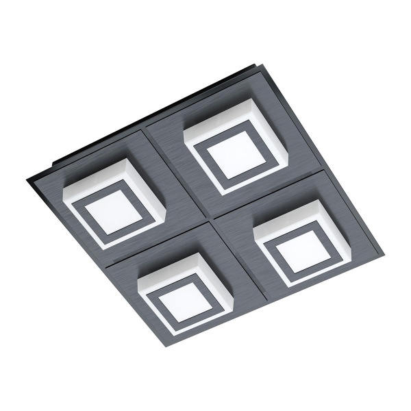 99364 Светод. светильник настенно-потол. MASIANO 1, 4х3,3W (LED), 4х340lm, 250х250, алюм., черный пл