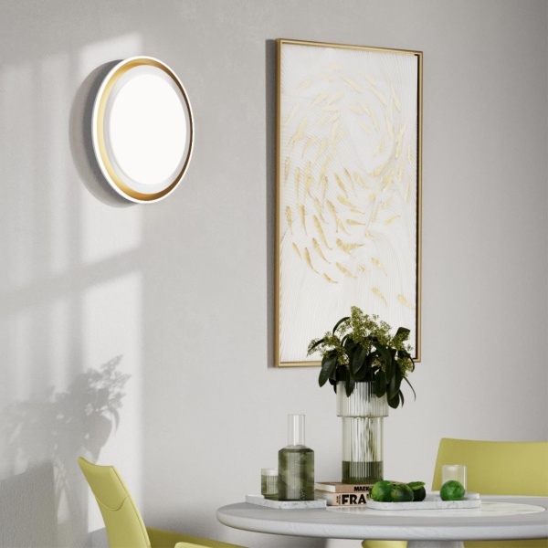 7630/DL PALE SN 041 Светильник пластик/белый/золотистый LED 48Вт c ДУ 3000-6000К D410 IP43 пульт ДУ SETTA