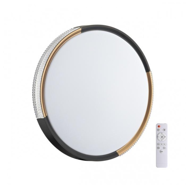 7629/EL PALE SN 033 Светильник пластик/белый/черный/золотистый LED 72Вт с ДУ 3000-6000К D490 IP43 пульт ДУ VELIO