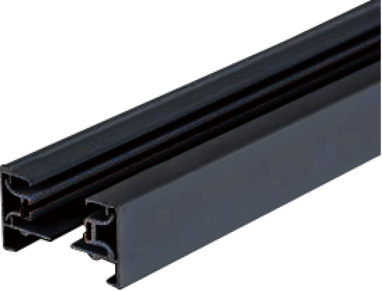 Two-wire Track Rail: 1m with Caps + Single Connector BLK