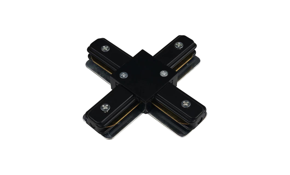 Two-wire Track Lighting T-Type 4-Way Connector BLK